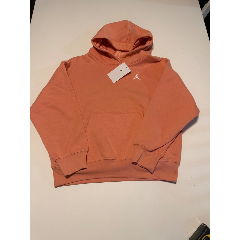 Jordan Kids Satin Lined Pullover Hoodie Peach Coral Jumpman Logo XL 13-15Y
